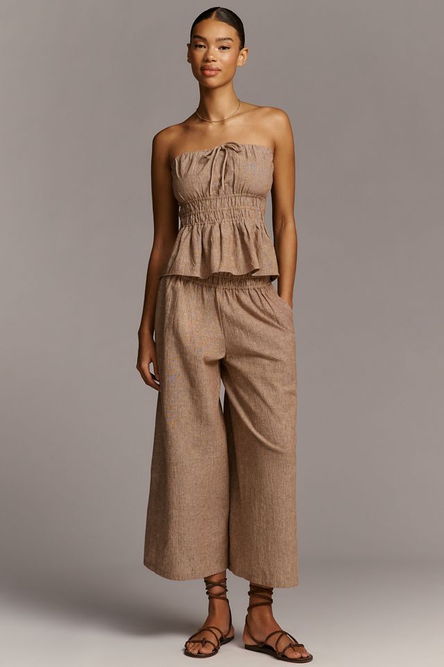 Somerset Cotton-Linen Striped Pull-On Pants #3