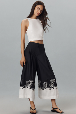 Shop Maeve Jellyfish Printed Skirty Culotte Pants