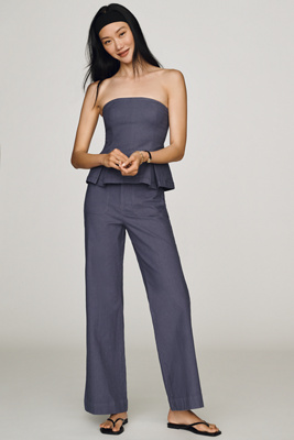 Maeve Jude Linen-blend Trousers Pants In Blue