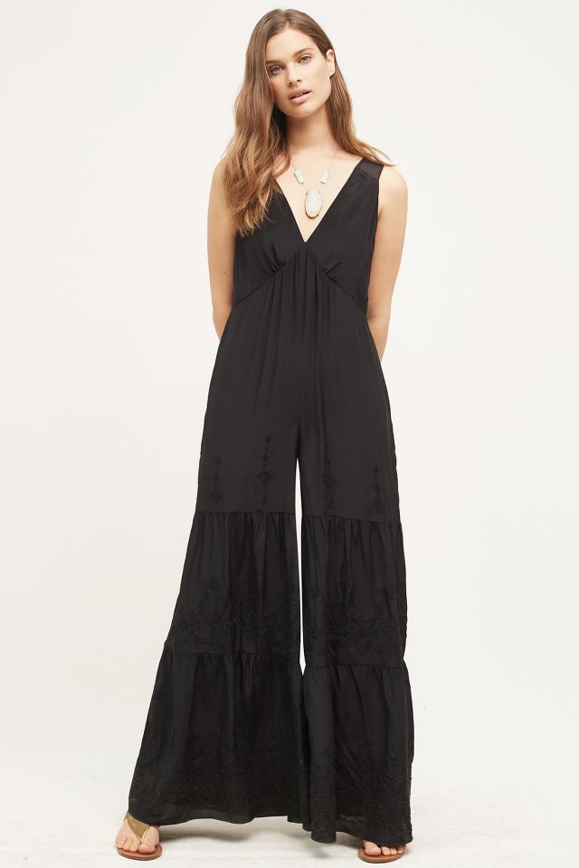 Embroidered Silk Jumpsuit | Anthropologie