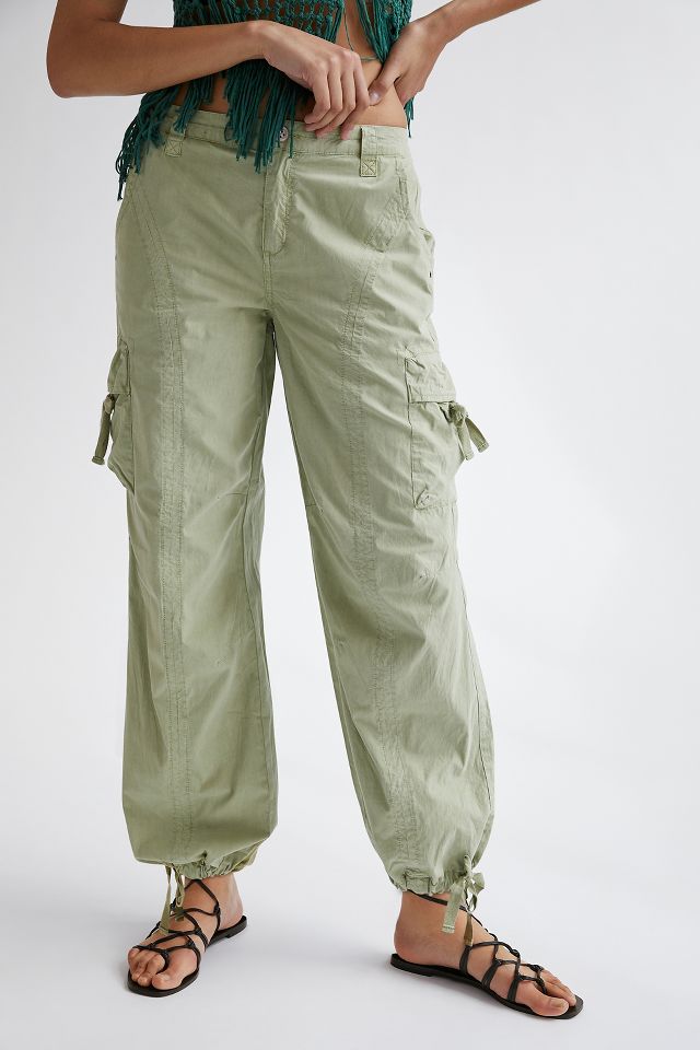 Anthropologie Utility Wide Leg Cargo Pants Green Plus Size 26 W OB# 1270861