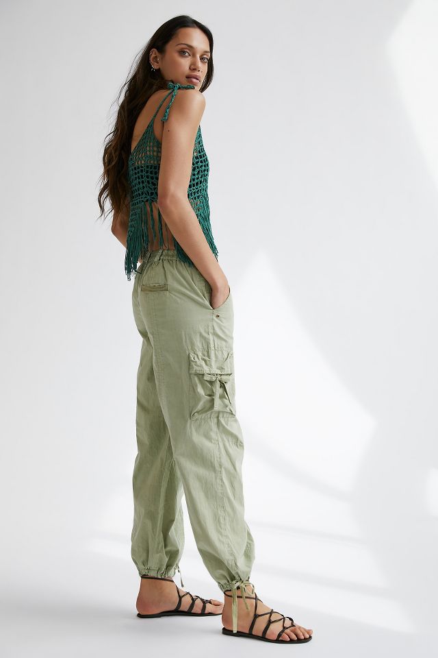 Anthropologie Utility Wide Leg Cargo Pants Green Plus Size 26 W OB# 1270861