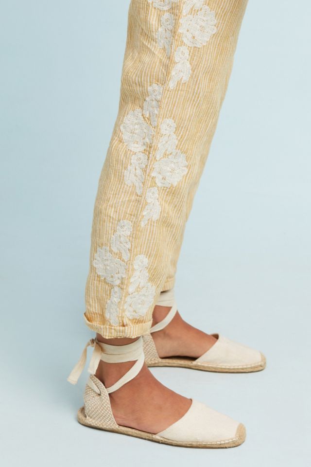 Embroidered Linen Pants #1