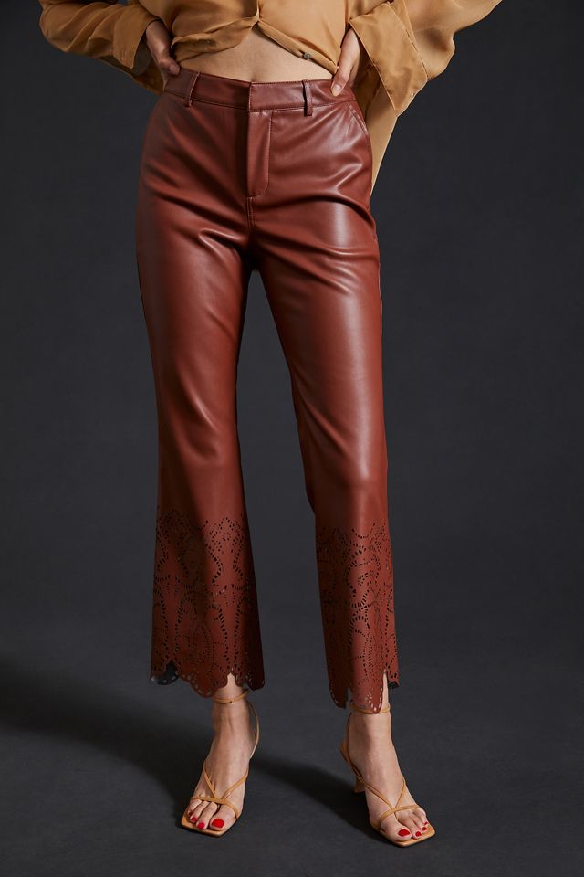 By Anthropologie Laser-Cut Faux Leather Trousers #2