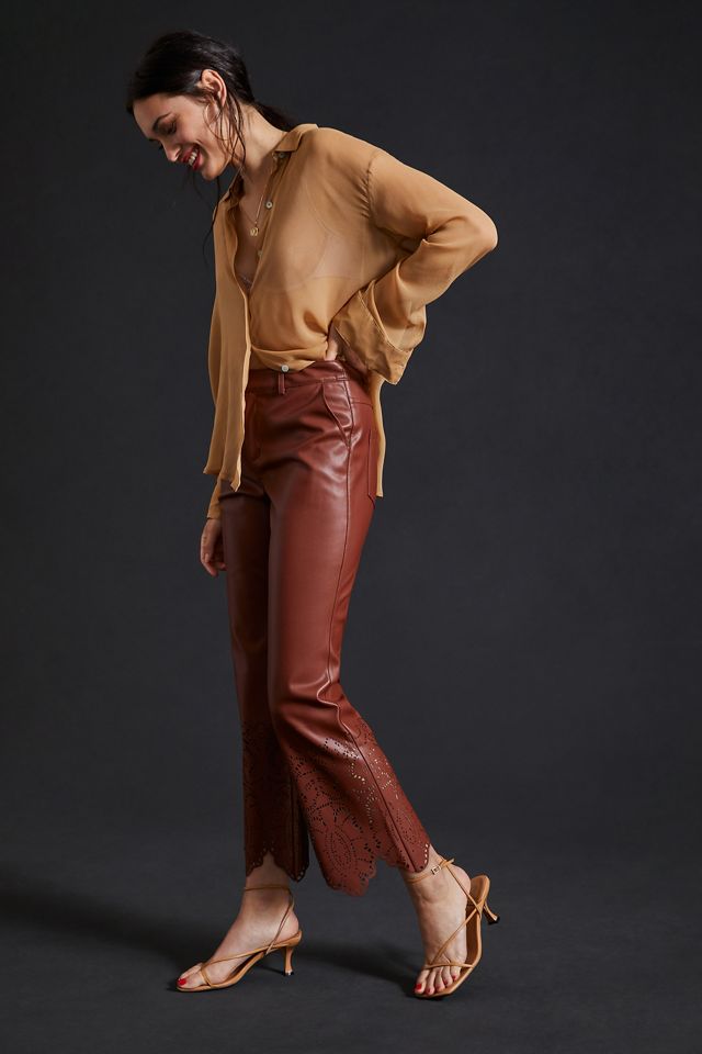 By Anthropologie Laser-Cut Faux Leather Trousers #3
