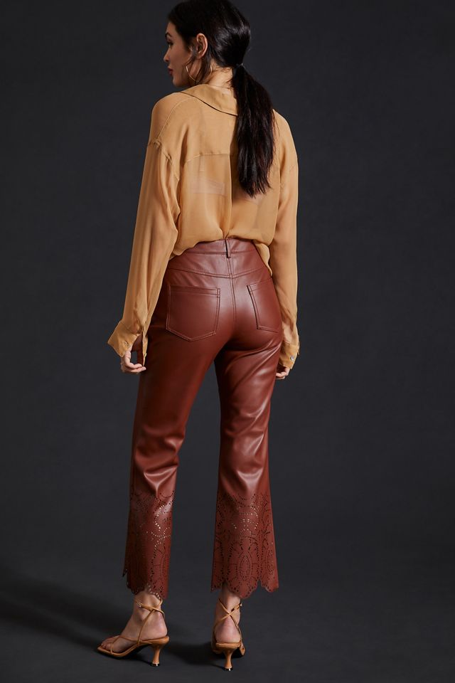 By Anthropologie Laser-Cut Faux Leather Trousers #5
