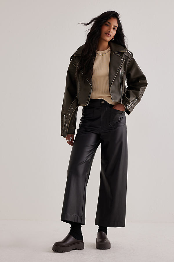 Maeve The Colette Cropped Vegan Leather Trousers