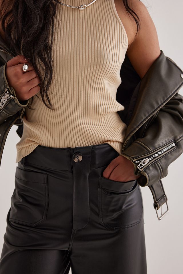 The Colette Cropped Wide-Leg Trousers by Maeve: Vegan Leather Edition #4
