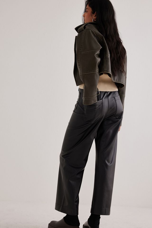 The Colette Cropped Wide-Leg Trousers by Maeve: Vegan Leather Edition #5