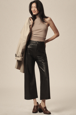 Maeve The Colette Cropped Wide-leg Pants By : Faux-leather Edition In Multicolor