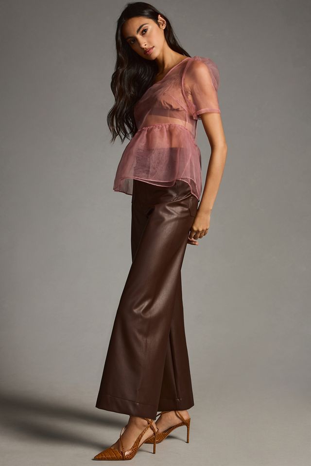 The Colette Faux Leather Crop Wide-Leg Pants by Maeve #3