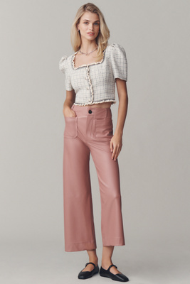 The Colette Cropped Wide-Leg Trousers by Maeve: Vegan Leather Edition product page