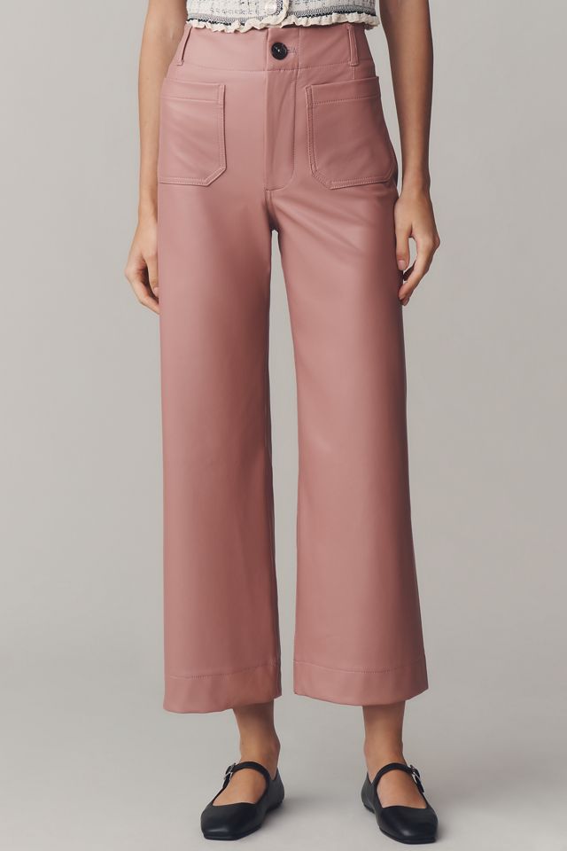 The Colette Faux-Leather Crop Wide-Leg Pants by Maeve #1
