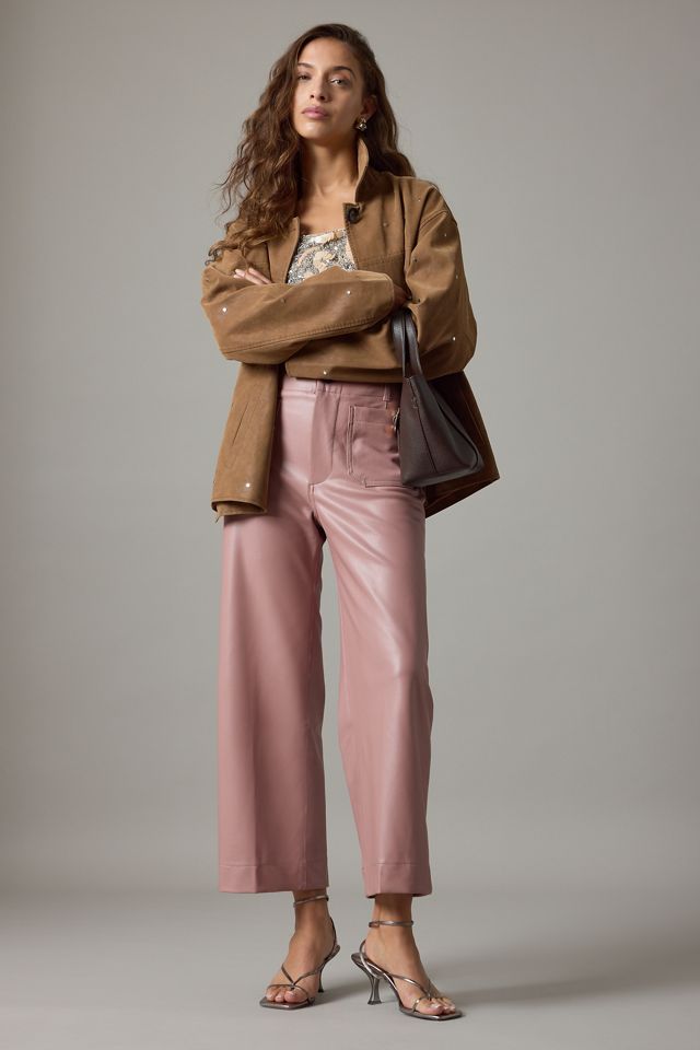 The Colette Faux Leather Crop Wide-Leg Pants by Maeve #5