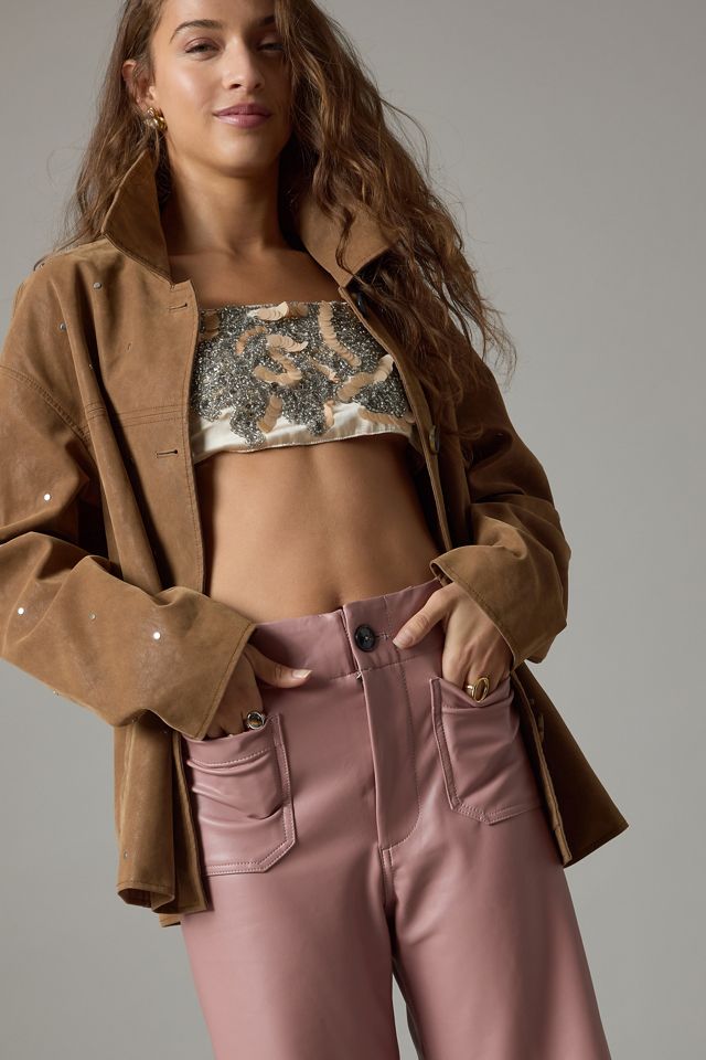 The Colette Faux Leather Crop Wide-Leg Pants by Maeve #6