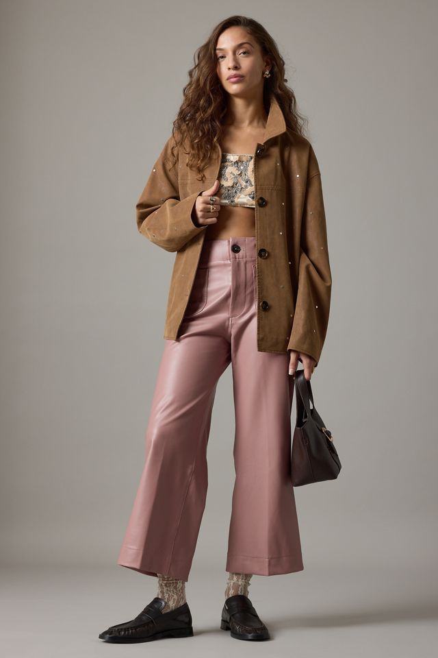 The Colette Faux Leather Crop Wide-Leg Pants by Maeve #8