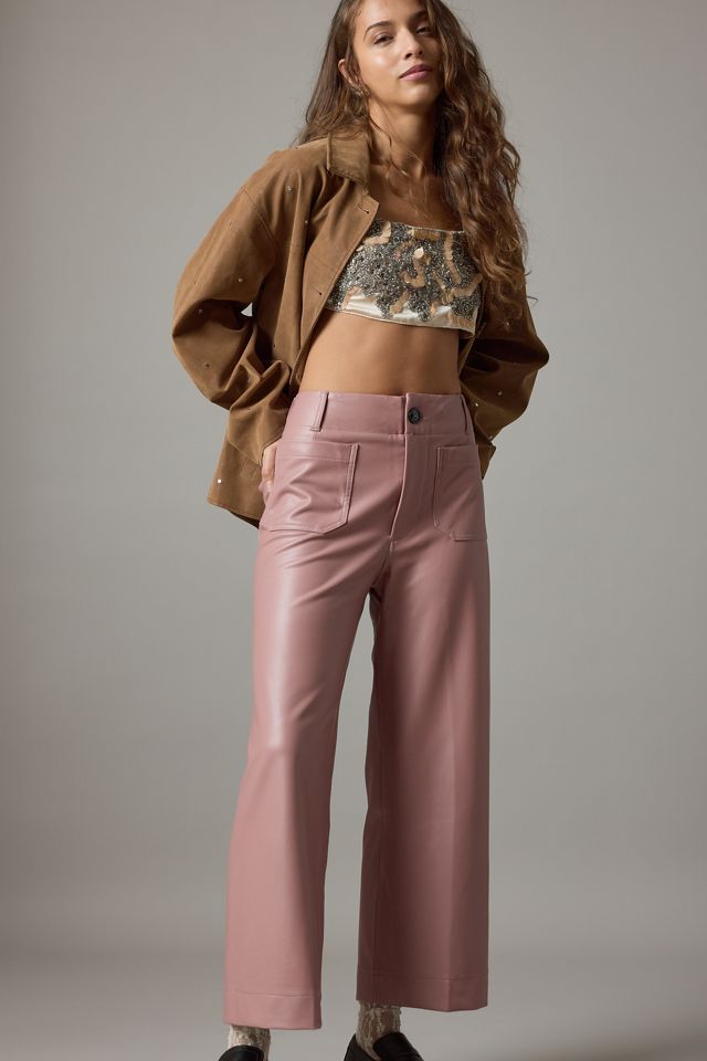 The Colette Faux Leather Crop Wide-Leg Pants by Maeve #4