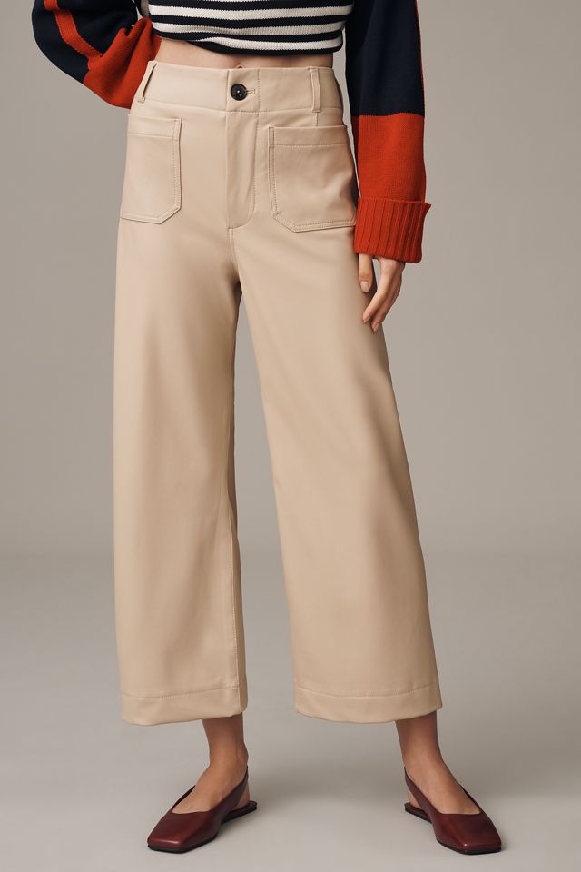 The Colette Faux Leather Crop Wide-Leg Pants by Maeve #1