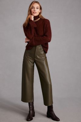 Maeve The Colette Faux Leather Pants In Green