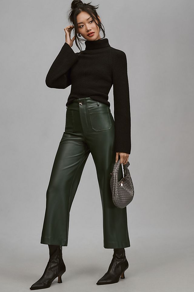 The Colette Cropped Wide-Leg Faux Leather Pants by Maeve | Anthropologie