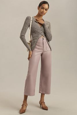 Shop Maeve The Colette Cropped Wide-leg Pants By : Faux-leather Edition In Purple