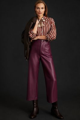 Maeve The Colette Faux Leather Pants In Purple