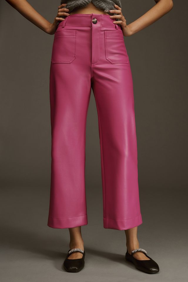 Maeve Colette Faux-Leather High-Rise Wide-Leg Cropped Pants #1
