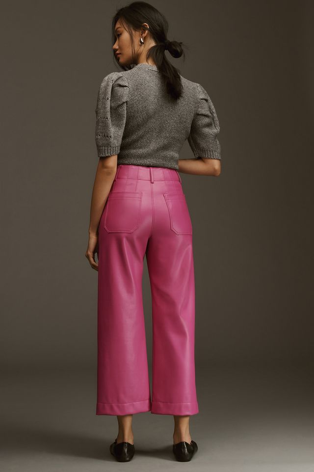Maeve Colette Faux-Leather High-Rise Wide-Leg Cropped Pants #2