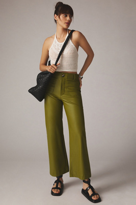 Maeve The Colette Faux Leather Pants In Green