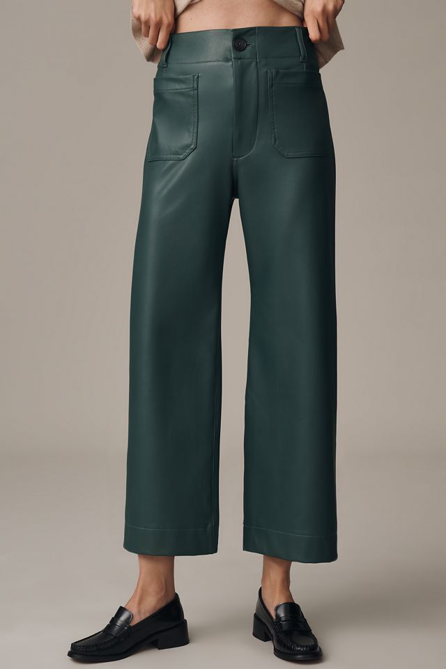 The Colette Cropped Wide-Leg Faux Leather Pants by Maeve