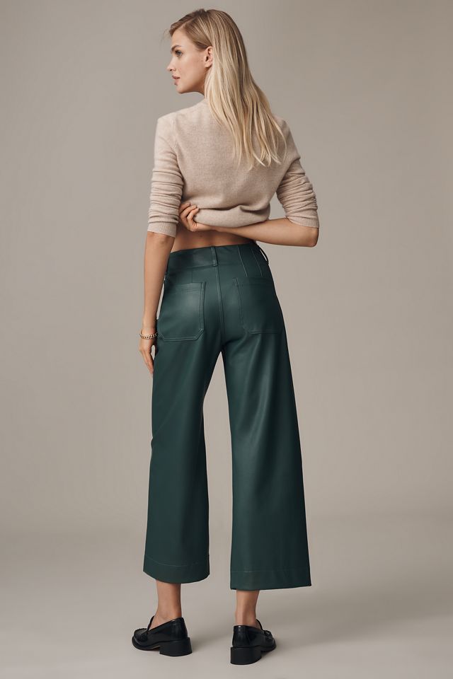 The Colette Cropped Wide-Leg Faux Leather Pants by Maeve