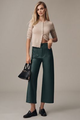 The Colette Faux-Leather Crop Wide-Leg Pants by Maeve