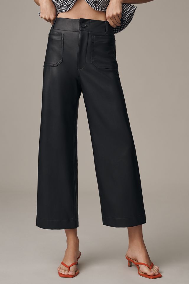 The Colette Cropped Wide-Leg Faux Leather Pants by Maeve