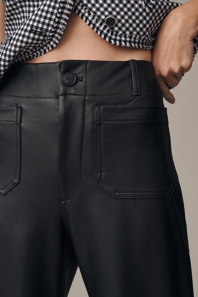 The Colette Cropped Wide-Leg Faux Leather Pants by Maeve