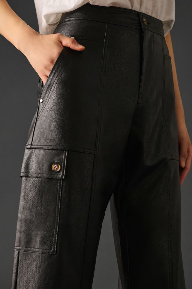 By Anthropologie Faux Leather Utility Cargo Pants #3