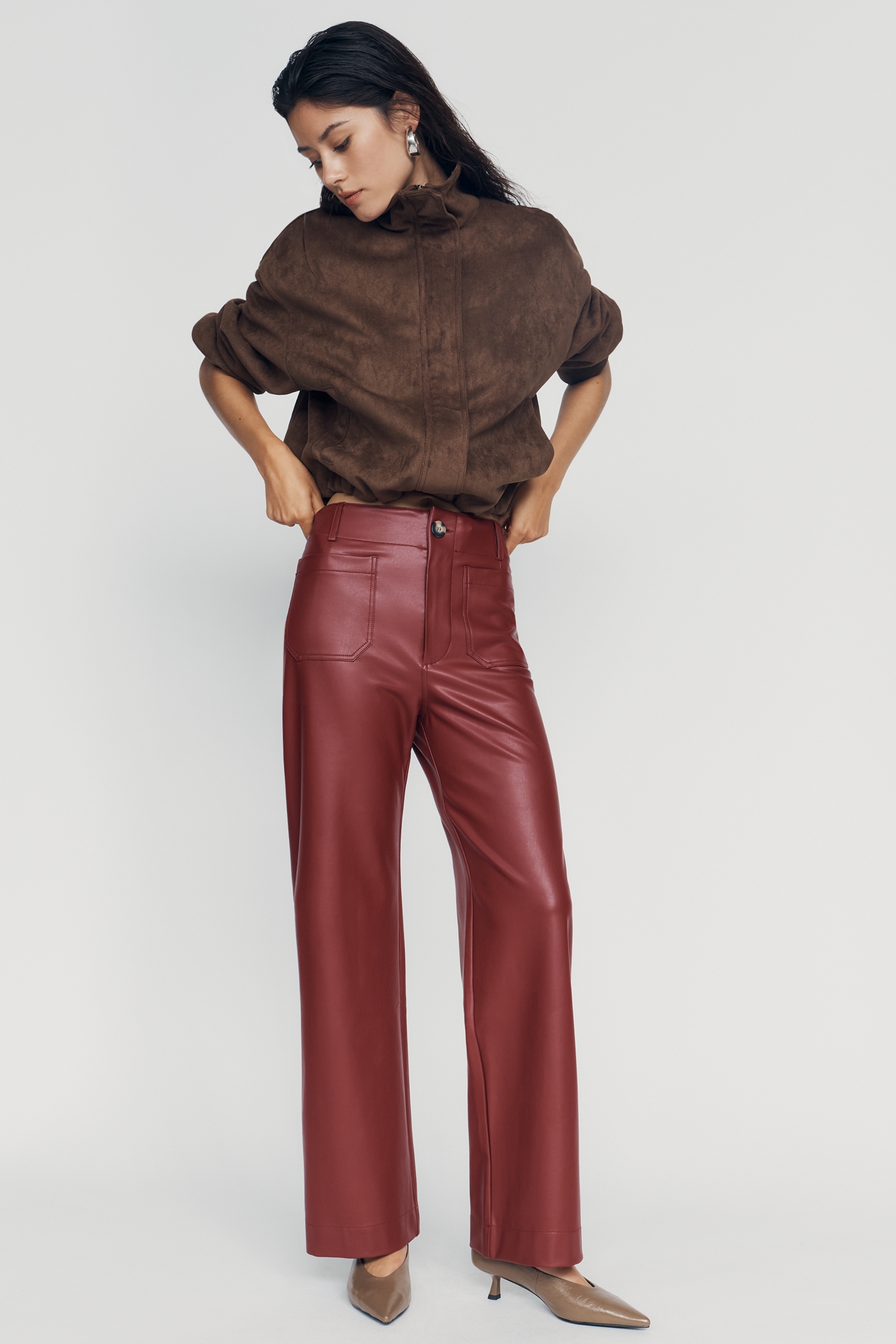 Maeve Colette Faux-Leather Full-Length Pants