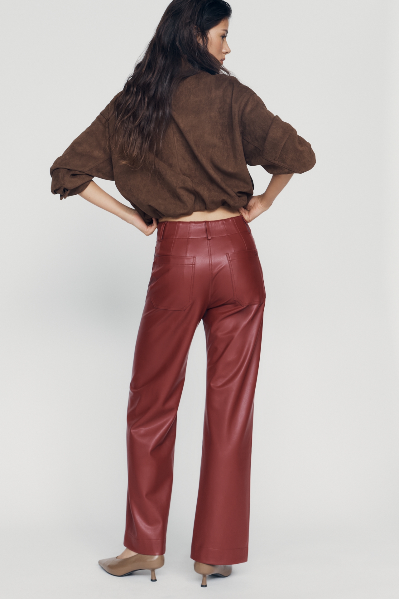 Maeve Colette Faux-Leather Full-Length Pants