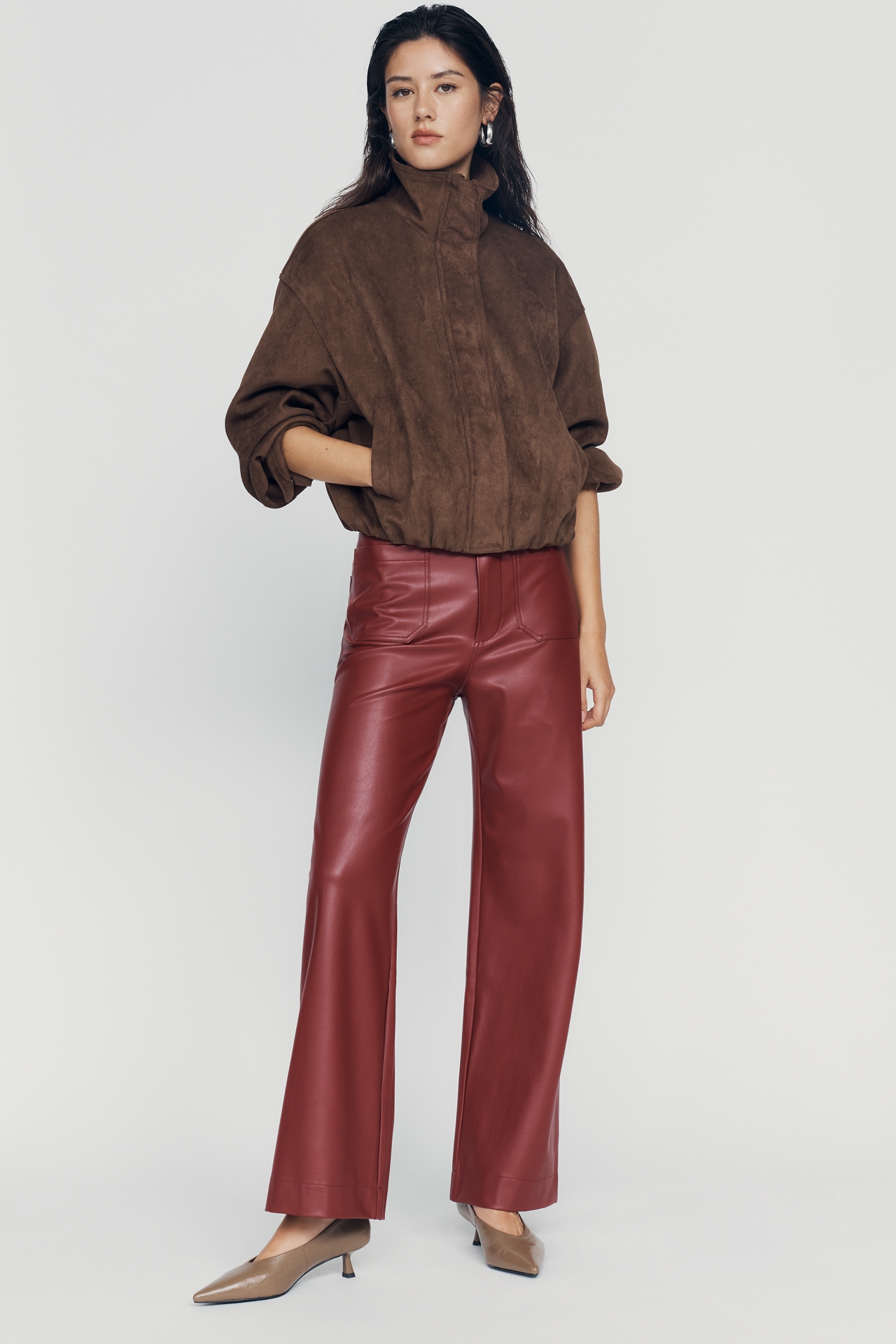 Maeve Colette Faux-Leather Full-Length Pants