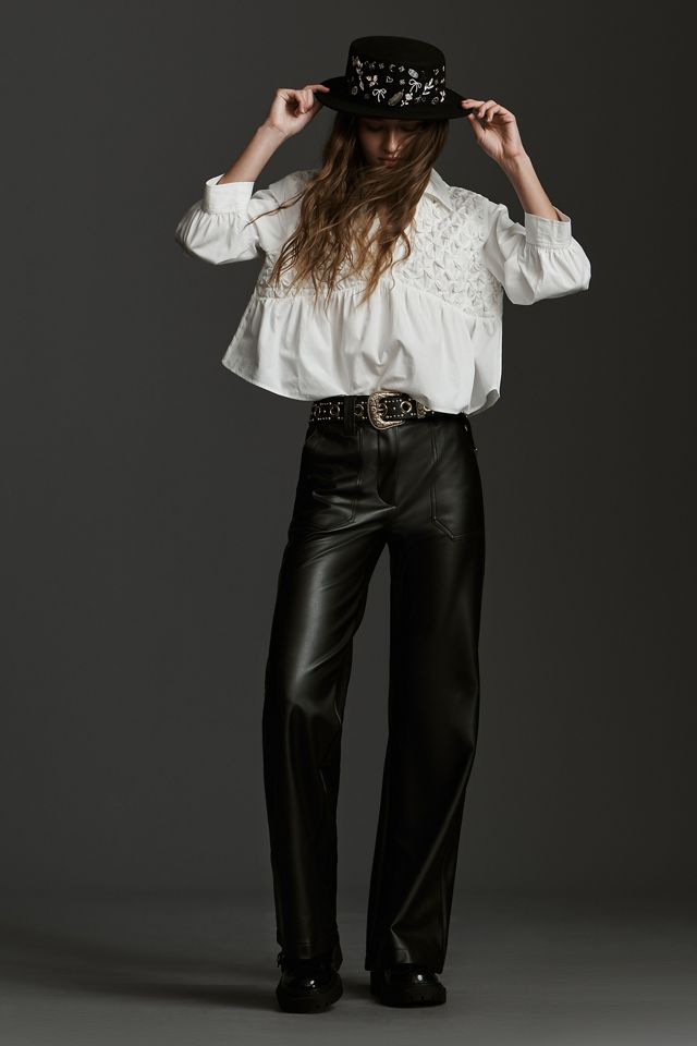 The Naomi Wide-Leg Flare Pants by Maeve: Faux Leather Edition