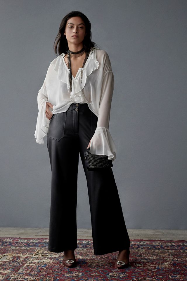 The Naomi Wide-Leg Flare Pants by Maeve: Faux Leather Edition #6