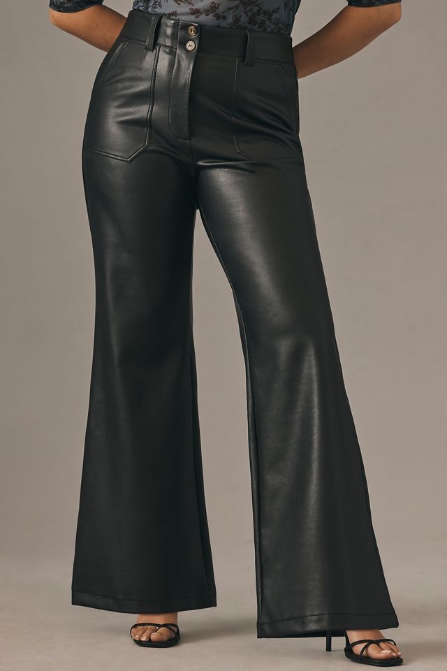 The Naomi Wide-Leg Flare Pants by Maeve: Faux Leather Edition