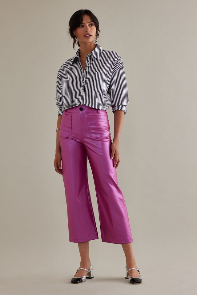 The Colette Faux Leather Crop Wide-Leg Pants by Maeve #1