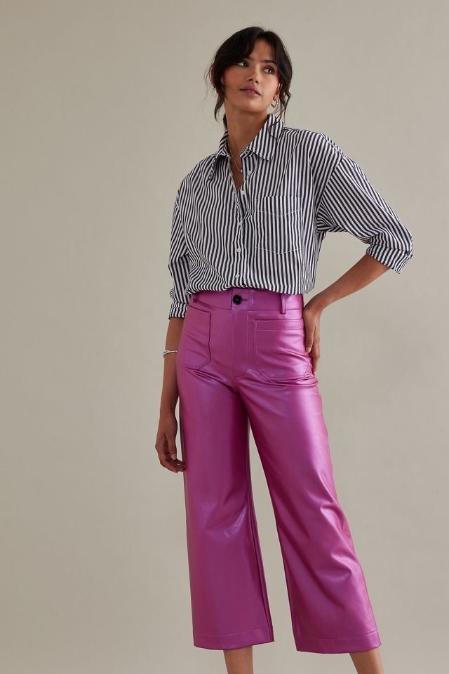 The Colette Faux Leather Crop Wide-Leg Pants by Maeve #3