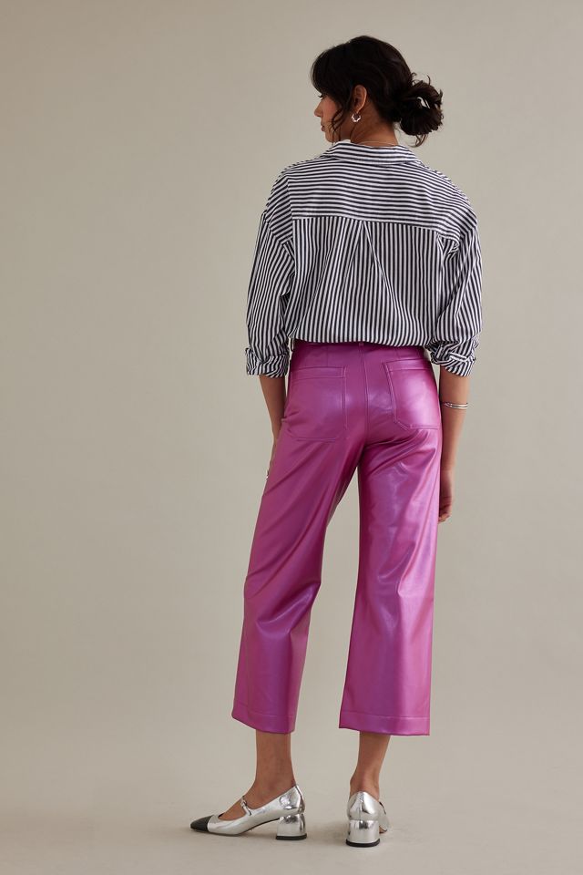 The Colette Faux Leather Crop Wide-Leg Pants by Maeve #4