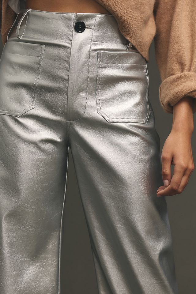 The Colette Cropped Wide-Leg Faux Leather Pants by Maeve #3