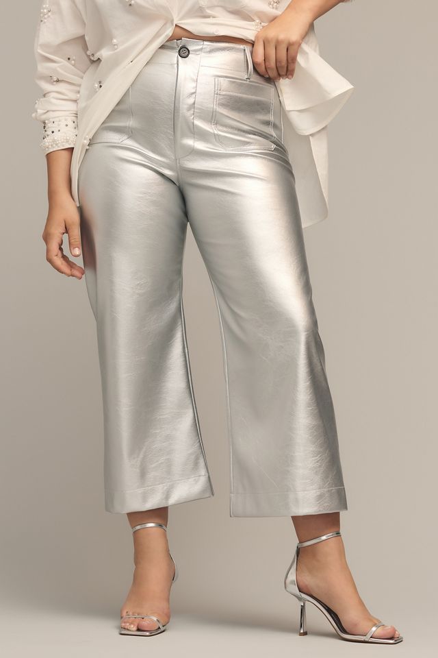 The Colette Cropped Wide-Leg Faux Leather Pants by Maeve #5