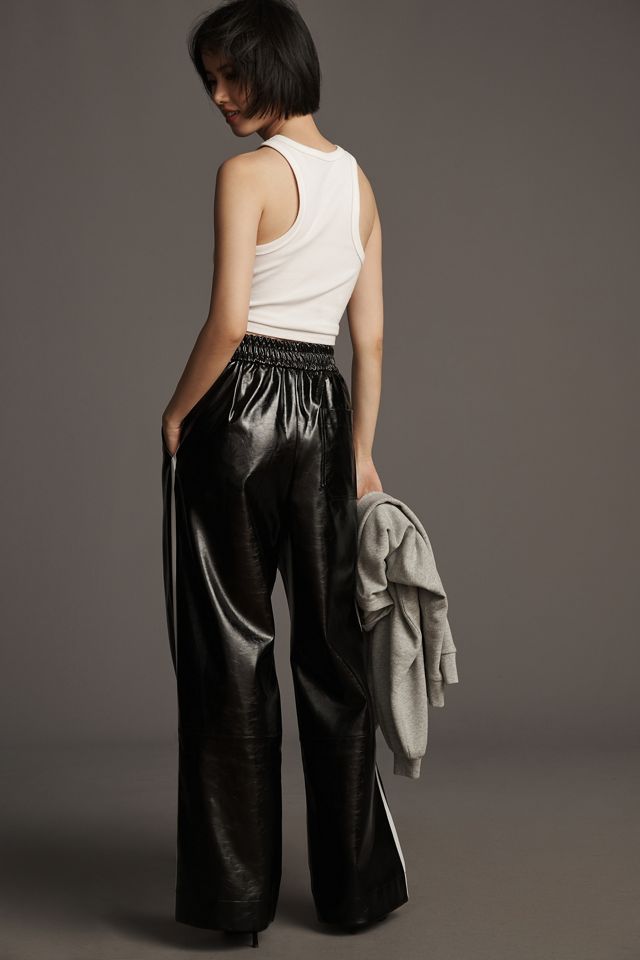 Pantalon sportif à enfiler imitation cuir verni Maeve #4