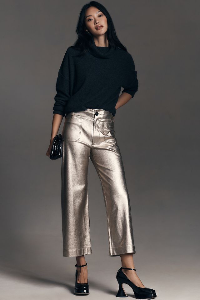 Wide leg shop metallic pants