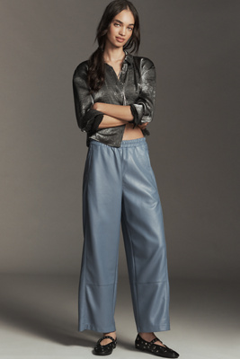 The Izzie Relaxed Pull-On Barrel Pants by Pilcro: Faux Leather