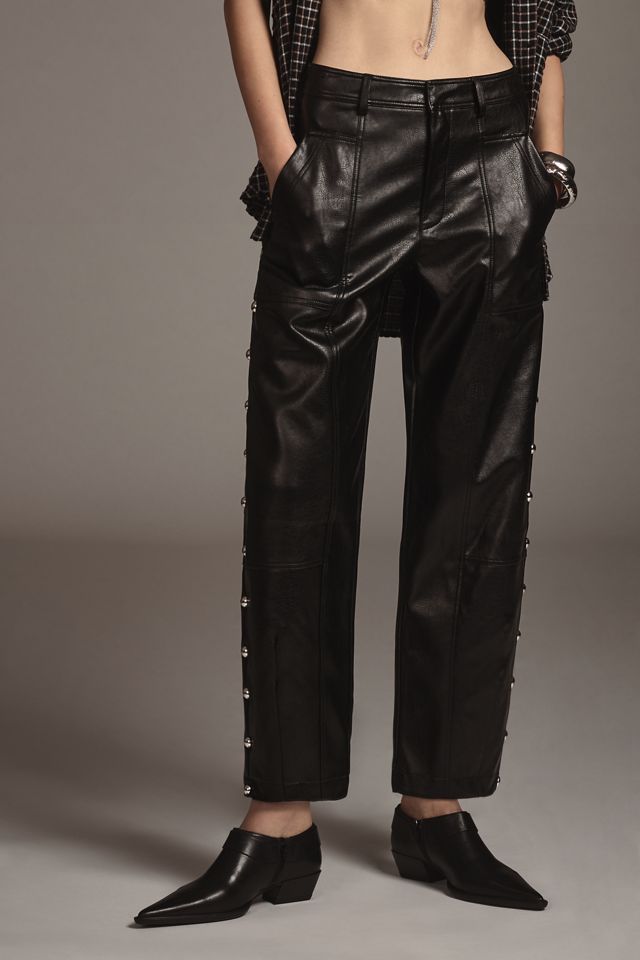 By Anthropologie Faux-Leather Utility Pants #1